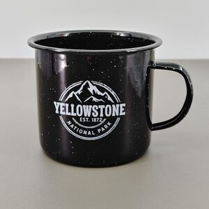 YELLOWSTONE National Park Mug Black Speckled Enamel Cup Camping